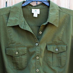 Green Button Down